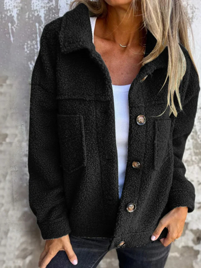 Zoey | Teddy Button Jacket 