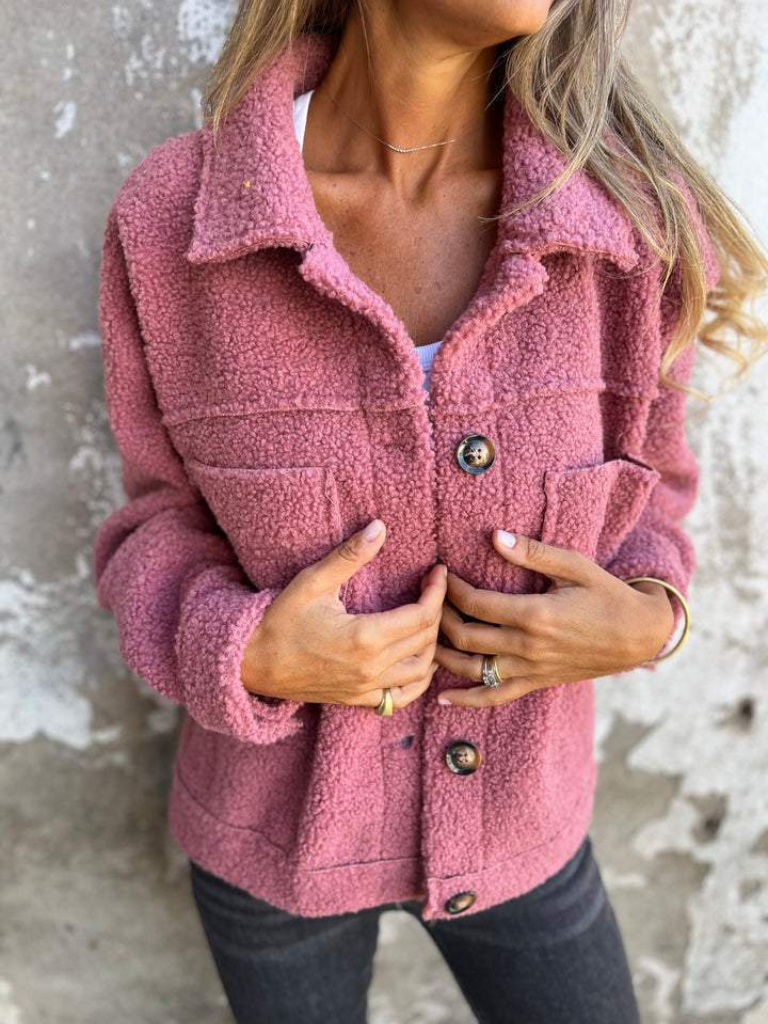 Zoey | Teddy Button Jacket 