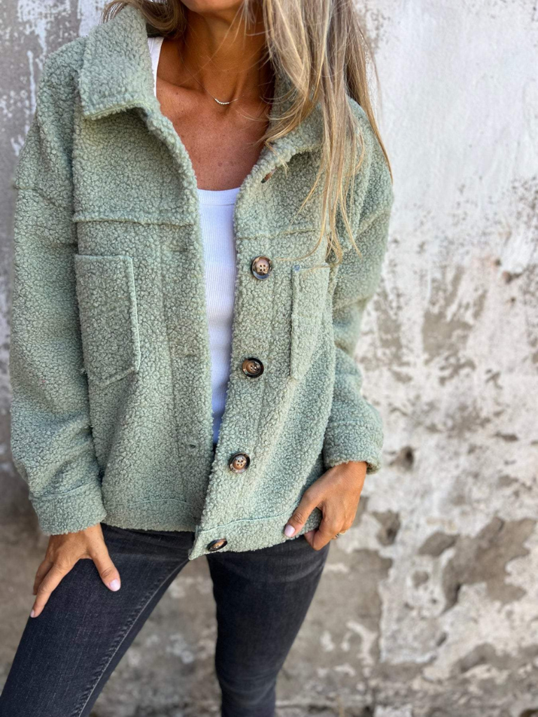 Zoey | Teddy Button Jacket 