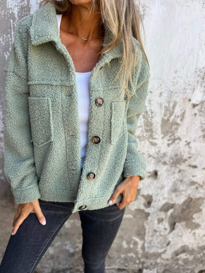 Zoey | Teddy Button Jacket 