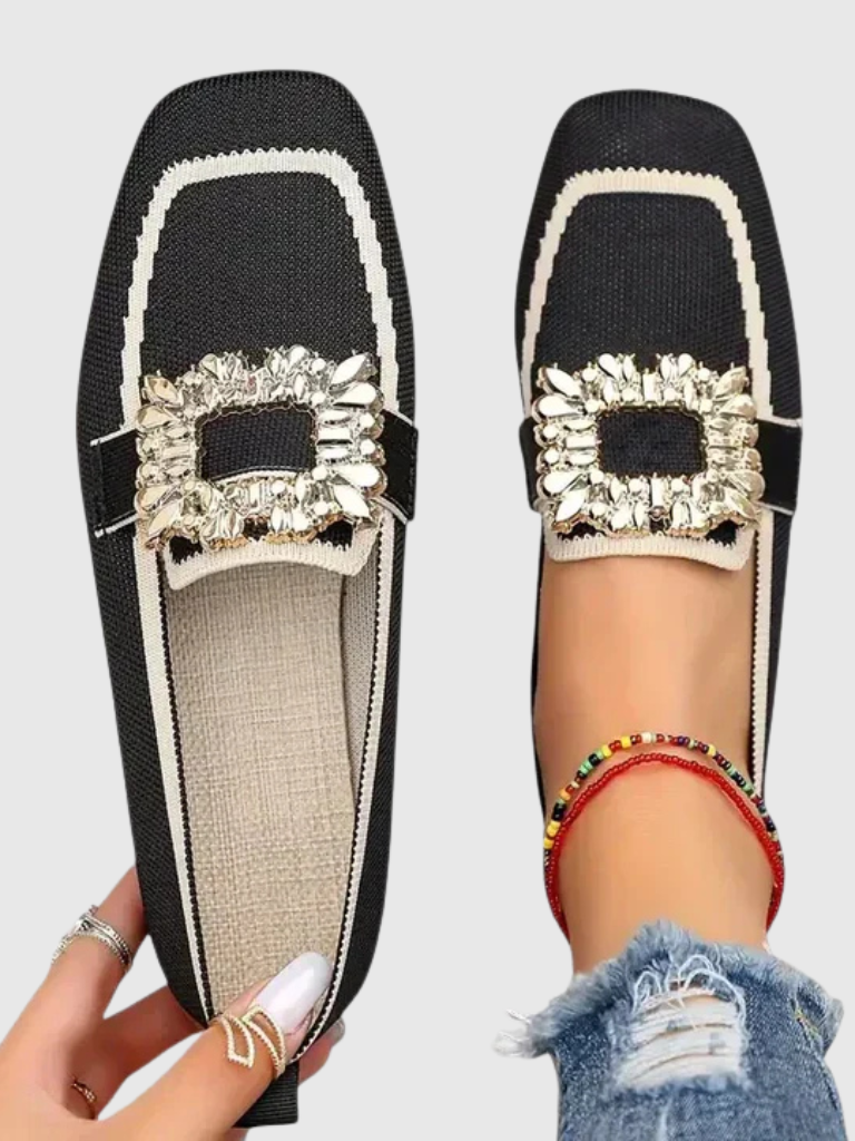 Isabelle | Crystal Buckle Loafers